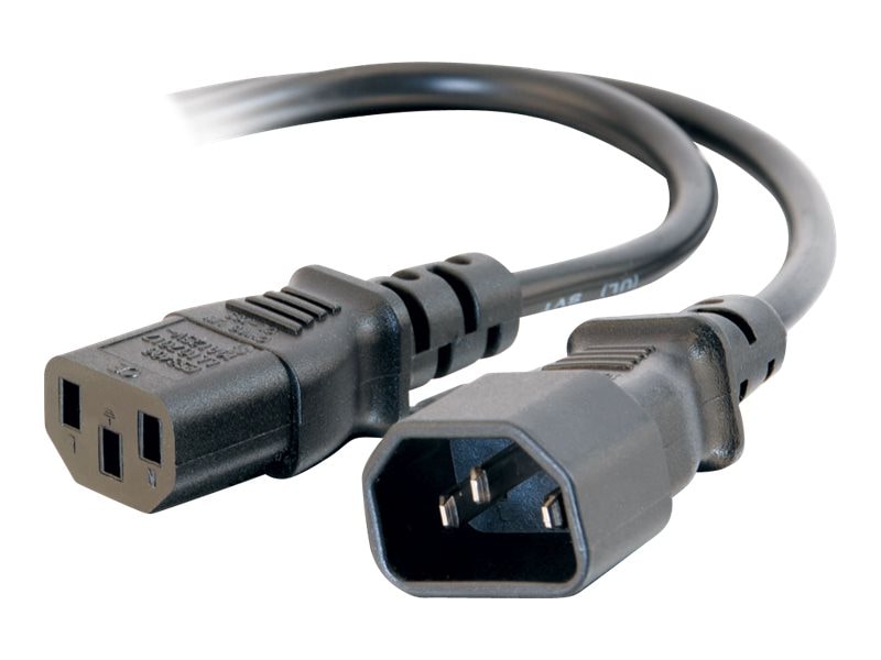 C2G 4ft Computer Power Extension Cord - 16 AWG, 250V IEC320C14 to IEC320C13