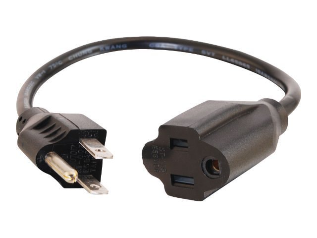 C2G 2ft Power Extension Cord - Outlet Saver - 16 AWG - NEMA 5-15P to 5-15R