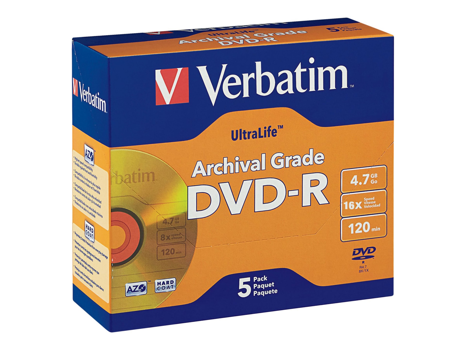 Verbatim UltraLife Gold Archival Grade - DVD-R x 5 - 4.7 GB - storage media