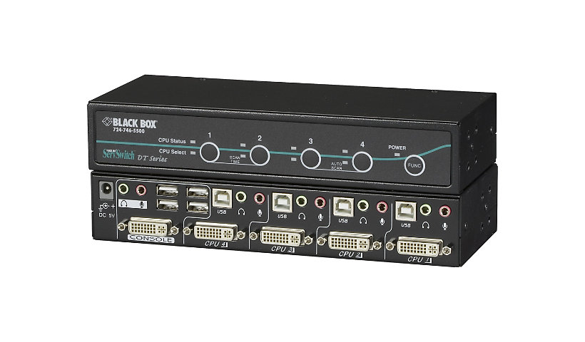 Black Box ServSwitch DT with USB 2.0 Transparent - KVM / audio / USB switch - 4 ports