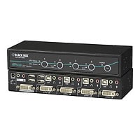 Black Box 4-Port DVI KVM Switch USB Audio 2-port USB Hub 1080p Push Button