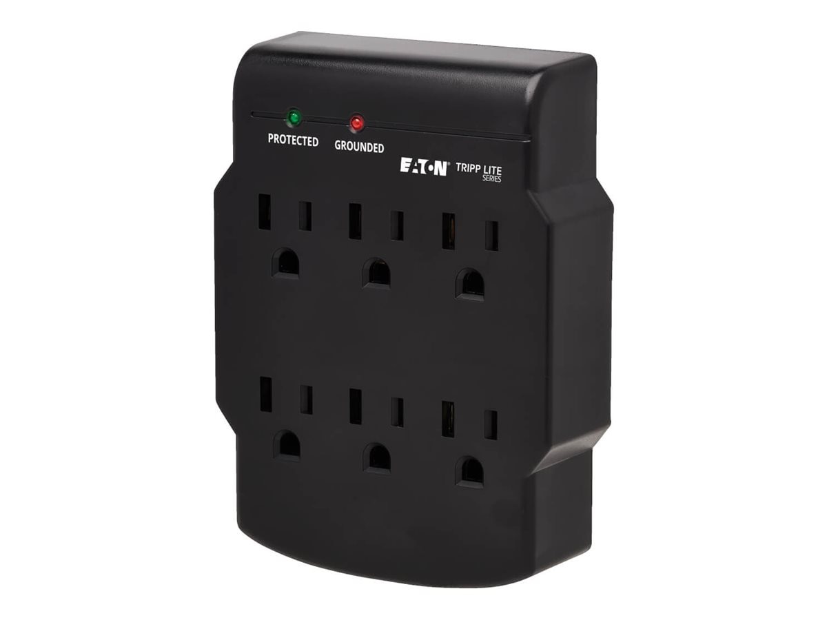 Eaton Tripp Lite Series Surge Protector Wallmount Direct Plug In 120V 6 Outlet 750 Joules Black - surge protector - 1800
