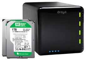 Data Robotics drobo 4-bay storage array FW800/USB 2.0 with 2 x 1TB HD