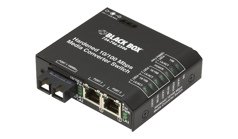 Black Box Hardened Media Converter Switch 100-240-VAC with IEC - fiber medi