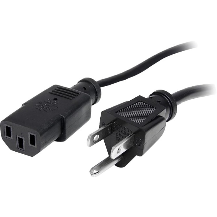 StarTech.com 1ft (30cm) Computer Power Cord, NEMA 5-15P to C13, 10A 125V 18AWG, Black Replacement AC PC Power Cord,