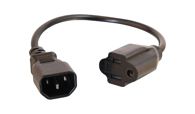 C2G 2ft 16 AWG Monitor Power Adapter Cord (IEC320C14 to NEMA 5-15R) TAA - power cable - IEC 60320 C14 to NEMA 5-15 - 2