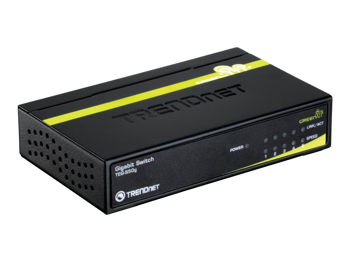 TRENDnet 5-Port Unmanaged Gigabit GREENnet Desktop Metal Switch, Ethernet-Network Switch, 5 x Gigabit Ports, Fanless, 10