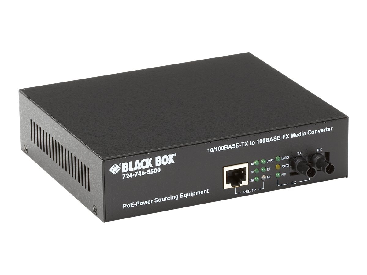 Black Box PoE PSE Media Converter - fiber media converter - 10Mb LAN, 100Mb