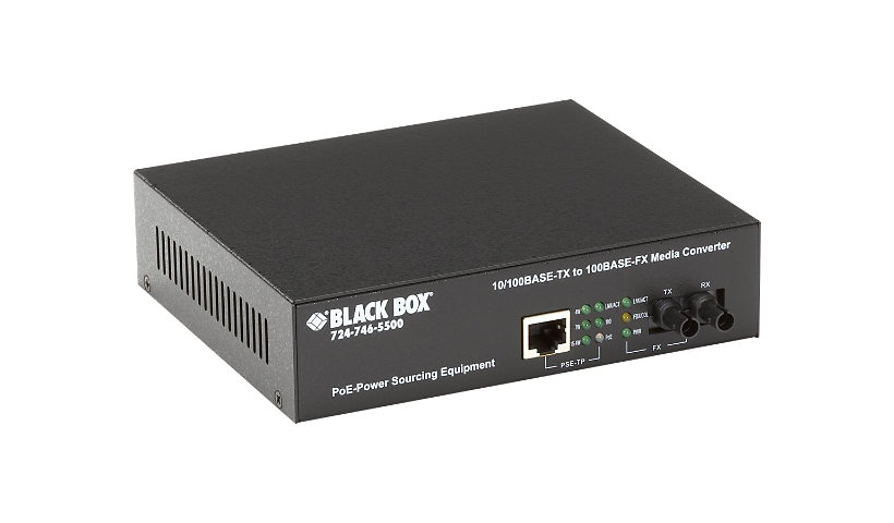 Black Box PoE PSE Media Converter - fiber media converter - 10Mb LAN, 100Mb LAN