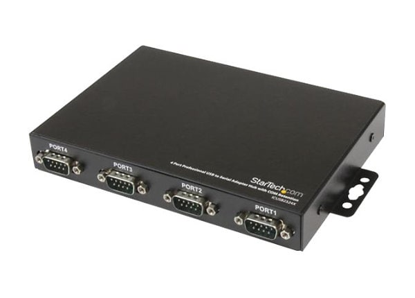 StarTech.com 4 Port USB to Serial RS232 Adapter Hub with COM Retention