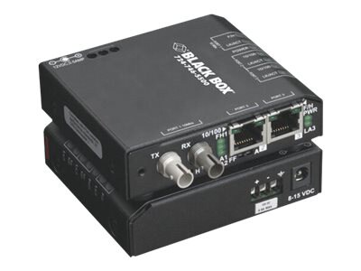 Black Box Hardened Media Converter Switch 24-VDC - fiber media converter - 10Mb LAN, 100Mb LAN