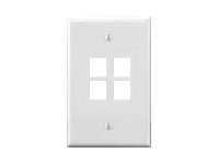 LEVITON 4-PT QUICKPORT WALLPLATE WHT