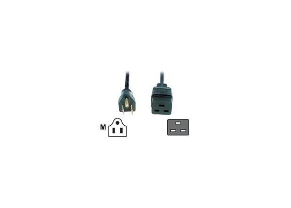 M Eaton Pulizzi IEC 60320 C19 to NEMA 5-15 Power Cable - 8 ft 