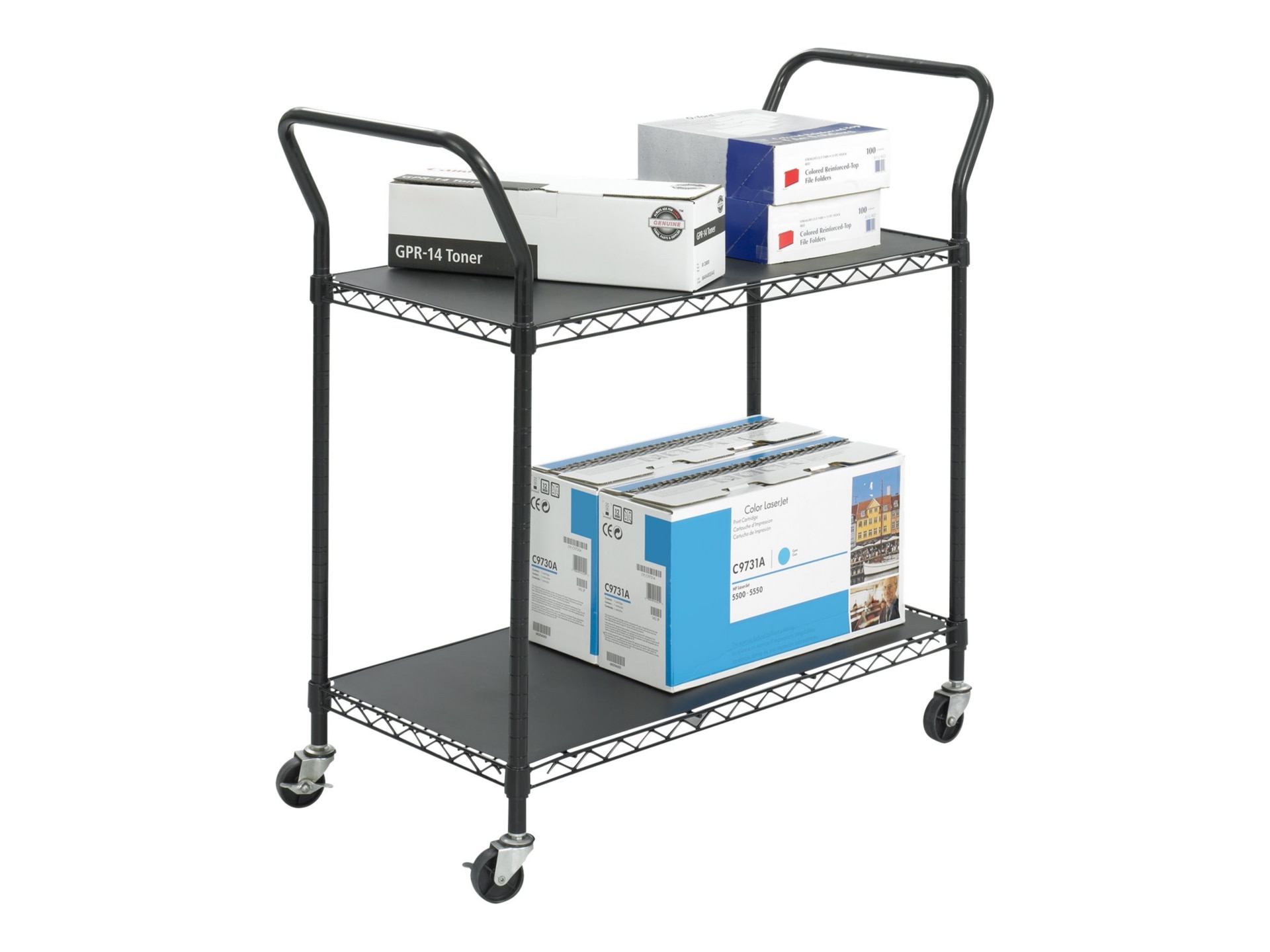 Safco Wire Utility Cart - trolley - 2 shelves - black