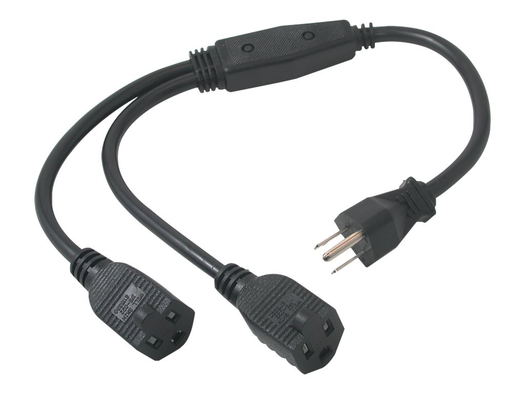 C2G 6ft 1-to-2 Power Cord Y Splitter - 16 AWG - NEMA 5-15P to 2x 5-15R