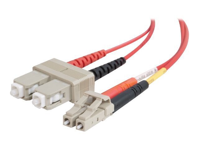C2G 2m LC-SC 62.5/125 OM1 Duplex Multimode PVC Fiber Optic Cable - Red - pa