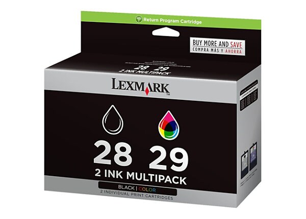 Lexmark 28/29 Combo Cartridges - 2-Pack - Black, Color - Original