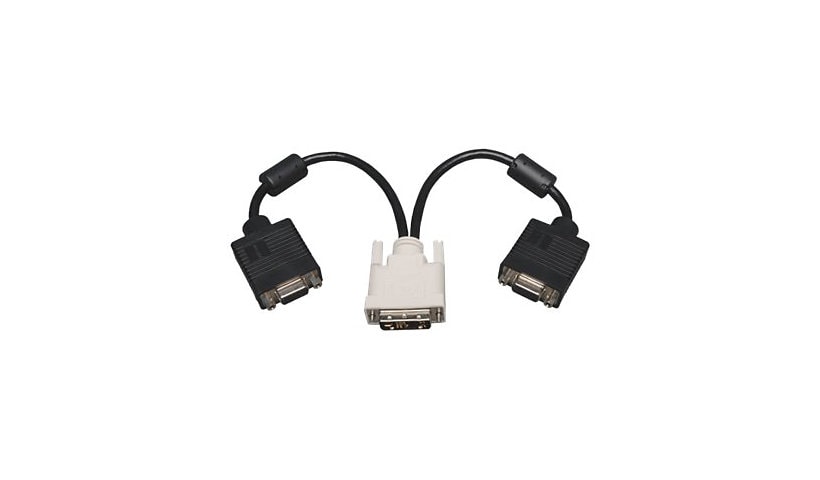 Eaton Tripp Lite Series DVI to VGA Y Splitter Adapter Cable (DVI-I to HD15 M/2xF), 1 ft. (0.3 m) - VGA splitter - 30 cm