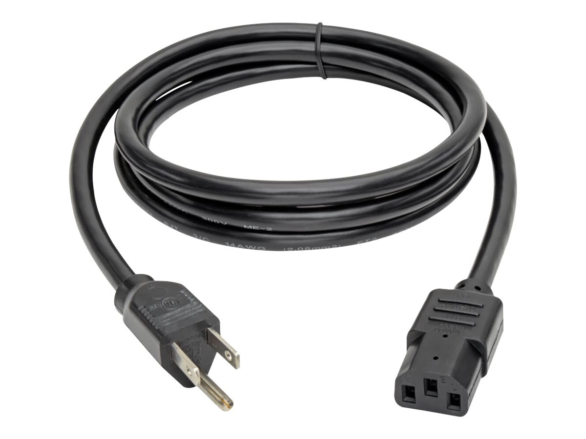 Thumbnail 2 of 5 for Eaton Tripp Lite Series Computer Power Cord, NEMA 5-15P to C13 - Heavy-Duty, 15A, 125V, 14 AWG, 6 ft. (1.83 m), Black -