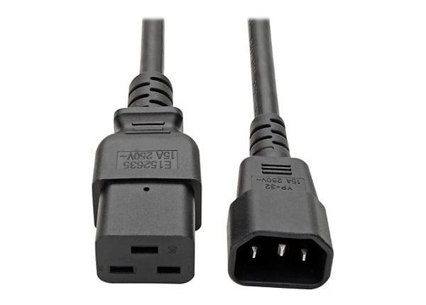 Grandmax 1 FT Heavy Duty Computer Power Extension Cable 14AWG 250V 15A UL/CSA,Black NEMA C13 to C14 SJT 