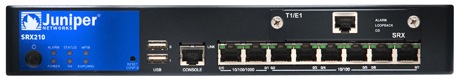 Juniper SRX210 Services Gateway with 2 GbE + 6 Fast Ethernet ports