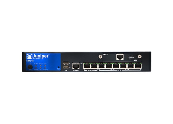 Juniper SRX210 Services Gateway with 2 GbE + 6 Fast Ethernet ports
