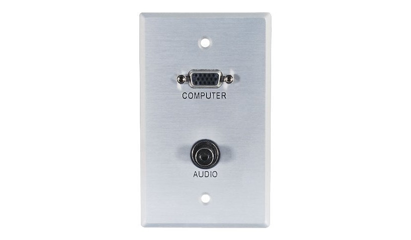 C2G 1-Gang VGA and 3.5mm Audio Pass Through Wall Plate - Brushed Aluminum