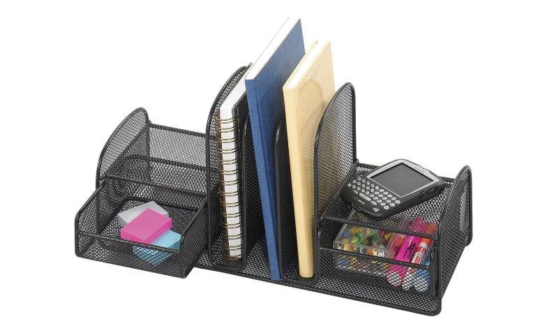 Safco Onyx desk organizer - 17 in x 6.73 in - powder-coated steel