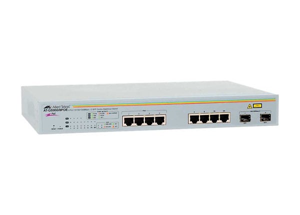 Allied Telesis AT GS950/8POE WebSmart Switch - switch - 8 ports - managed - desktop