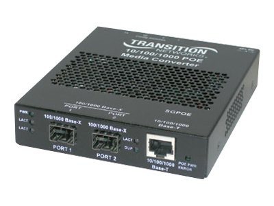 Transition Networks Stand-Alone Power over Ethernet PSE - fiber media converter - 10Mb LAN, 100Mb LAN, GigE