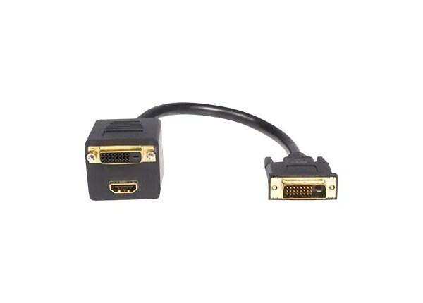Barnlig lindre hærge StarTech.com 1 ft DVI-D to DVI-D & HDMI Splitter Cable - M/F - Dual Link -  - DVISPL1DH - -
