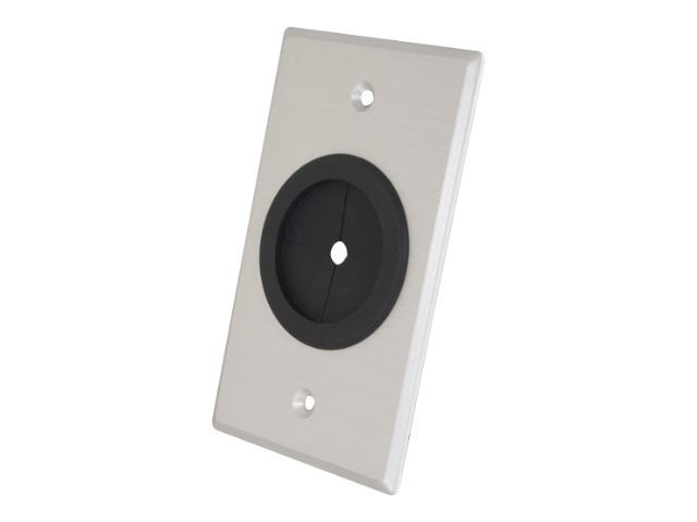 C2G 1.5in Grommet Cable Pass Through Single Gang Wall Plate - Brushed Aluminum