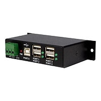 StarTech.com 4 Port USB 2.0 Hub (USB-A) - Metal Industrial Hub - Mountable