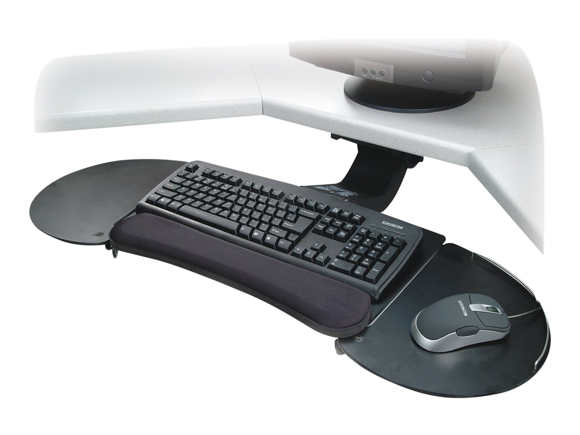 Kensington Fully Adjustable and Articulating Keyboard Platform - keyboard and mouse platform with wrist pillow