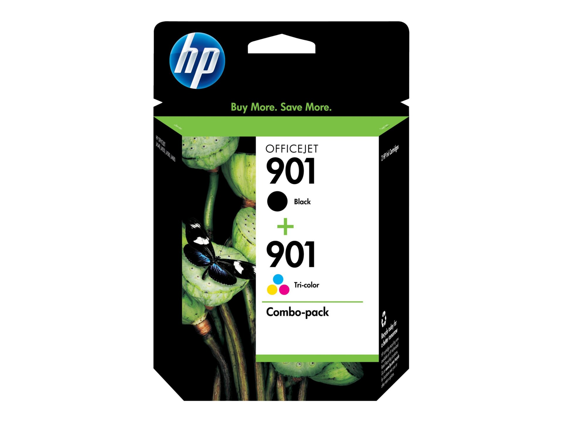 HP 901 (CN069FN) 2-pack Black/Tri-color Original Ink Cartridges