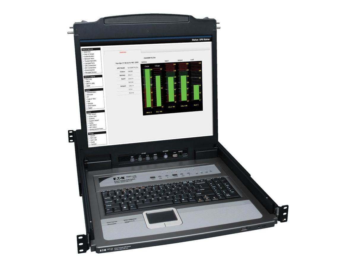 Thumbnail 2 of 4 for Eaton Tripp Lite Series NetDirector 8-Port 1U Rack-Mount Console KVM Switch with 19-in. LCD + 8 PS2/USB Combo Cables TAA
