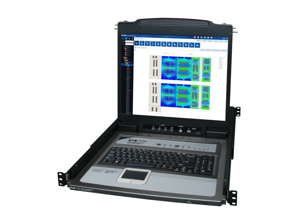 Thumbnail 3 of 4 for Eaton Tripp Lite Series NetDirector 8-Port 1U Rack-Mount Console KVM Switch with 19-in. LCD + 8 PS2/USB Combo Cables TAA