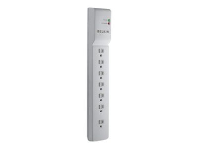 Belkin 7-Outlet Surge Protector - 6ft Cord - Right Angle Plug - 2160J - White