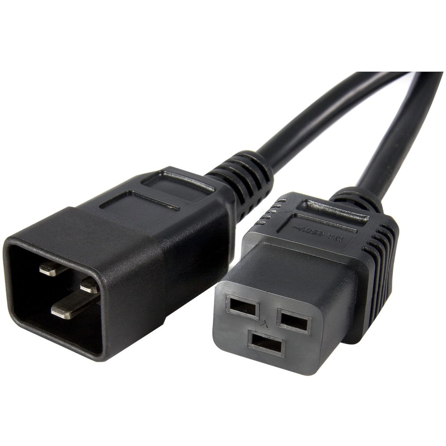StarTech.com 3ft (1m) Power Extension Cord, IEC C19 to C20, 13A 250V, 16AWG, Black, Outlet Extension Cable for Network