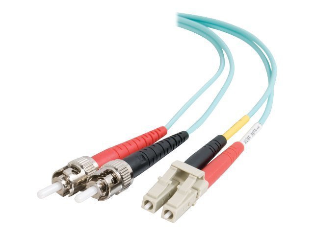 C2G 3m LC-ST 10Gb 50/125 Duplex Multimode OM3 Fiber Cable - Aqua - 10ft - p