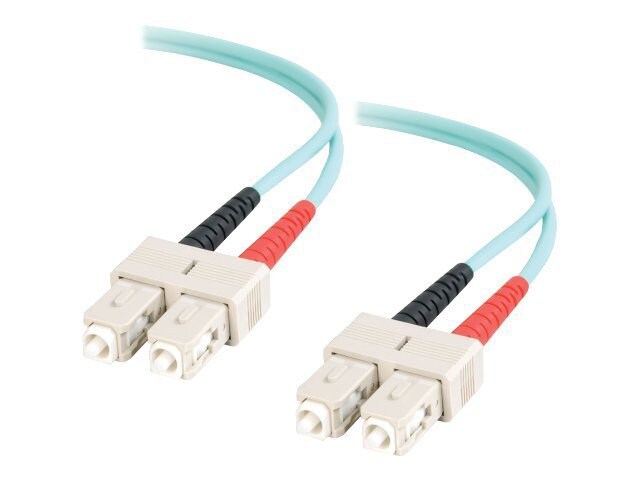 C2G 1m SC-SC 10Gb 50/125 OM3 Duplex Multimode PVC Fiber Optic Cable - Aqua