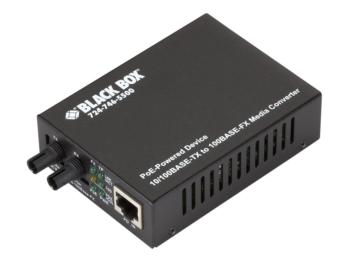 Black Box POE PD Media Converter - fiber media converter - 10Mb LAN, 100Mb LAN