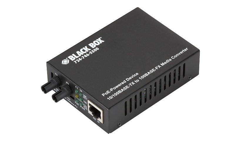 Black Box POE PD Media Converter - fiber media converter - 10Mb LAN, 100Mb