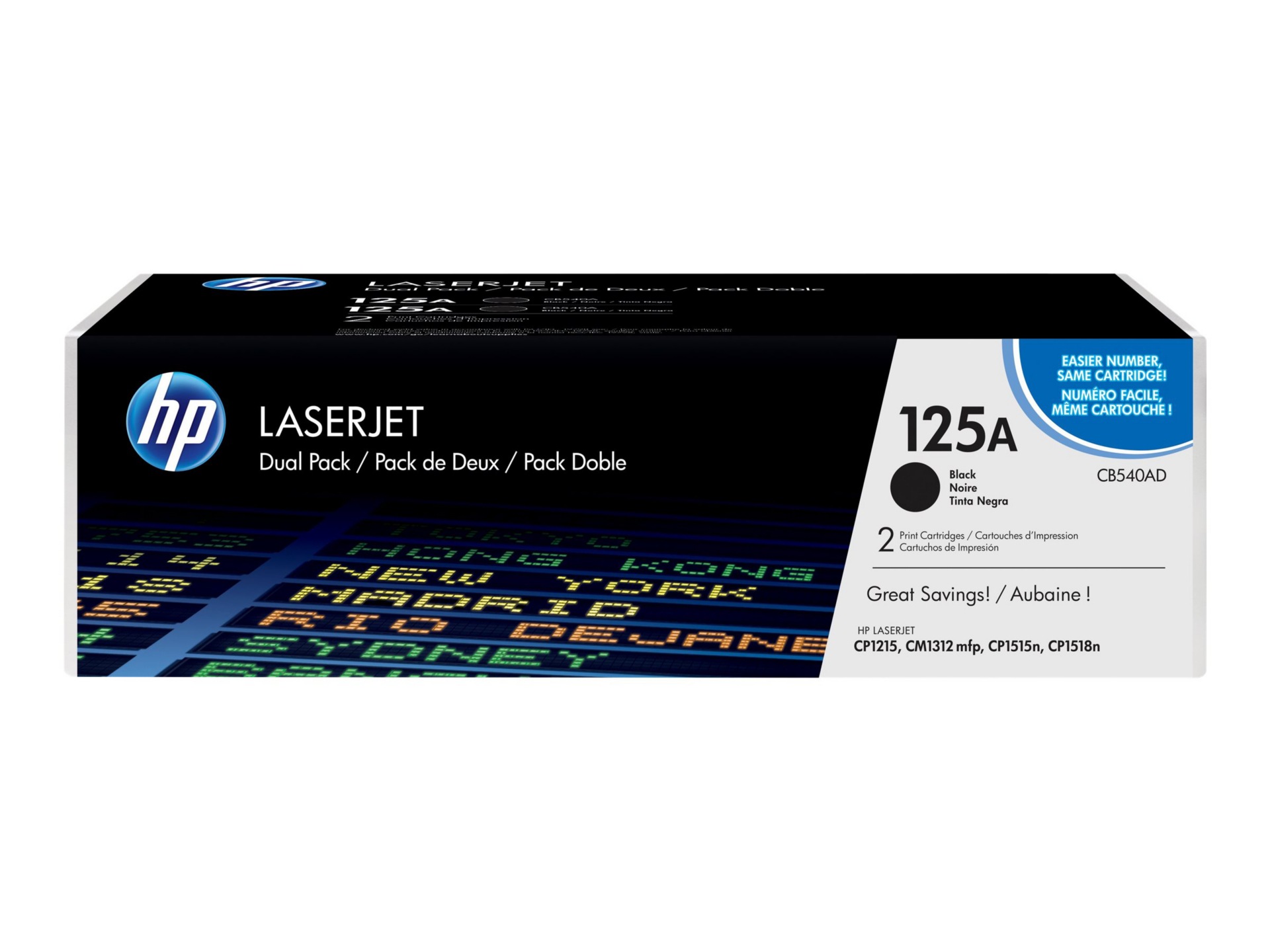 HP 125A (CB540AD) Original Toner Cartridge - Dual Pack