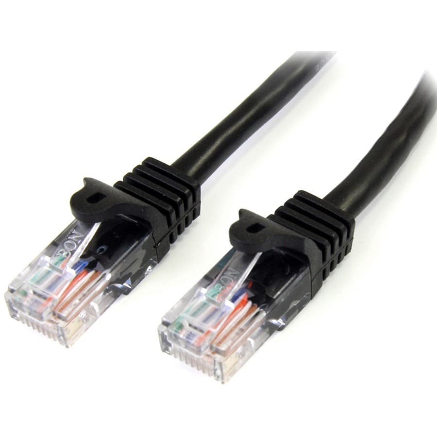 StarTech.com 15ft Black CAT5e Cable - Snagless CAT5e Patch Cord Network Cab