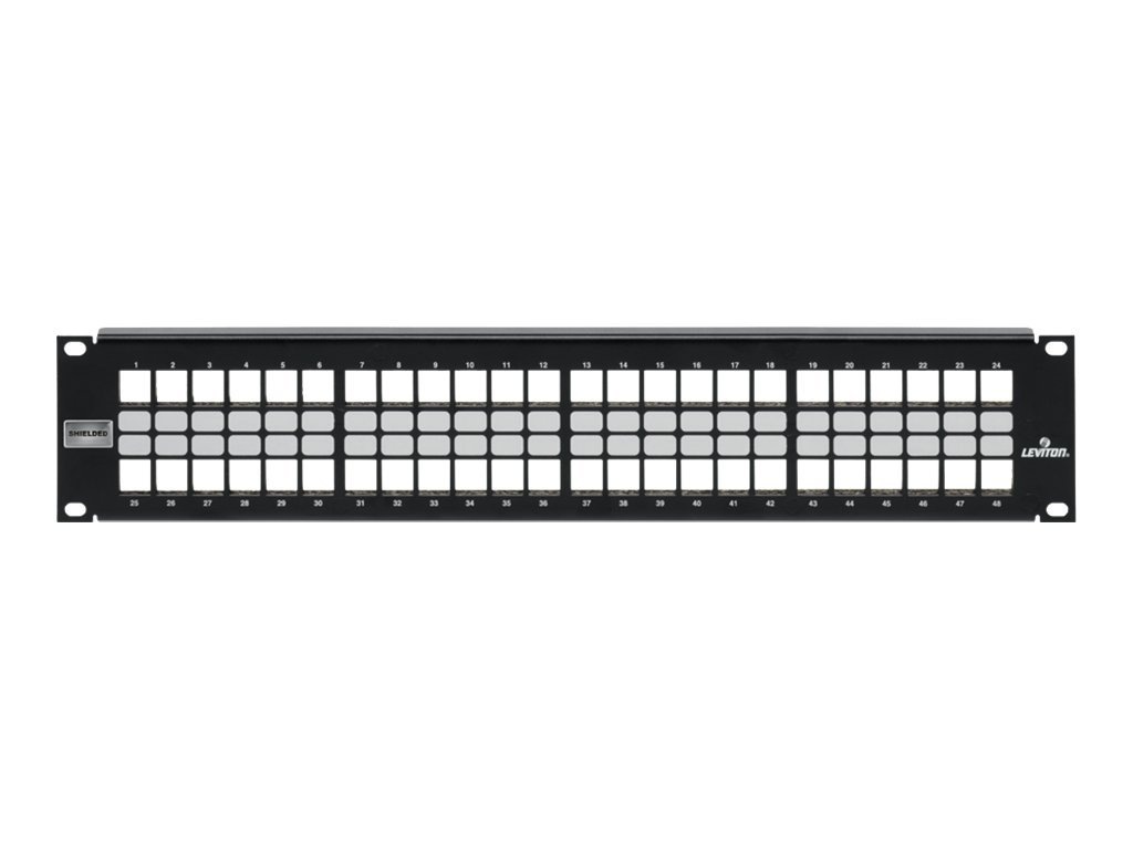 Leviton QuickPort Shielded Flat - patch panel with cable management - 2U -