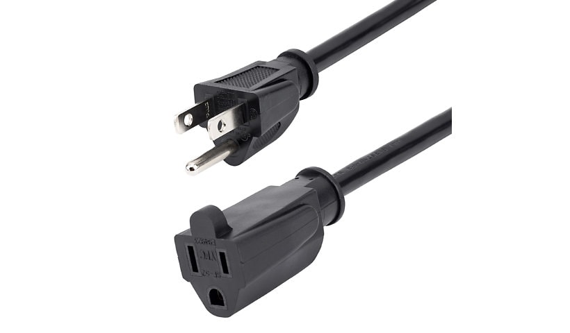 StarTech.com 6ft (2m) Power Extension Cord, NEMA5-15R to NEMA5-15P Black Extension Cord, 13A 125V, 16AWG