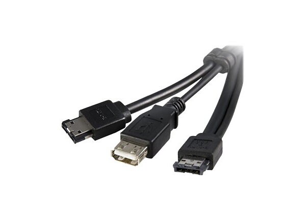 StarTech.com 3 ft Power eSATA Male to eSATA Male and USB A Female Cable - Power Over eSATA cable - 3 ft