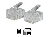 C2G RJ11 Modular Plug for Round Solid Cables - Pack of 50