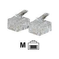 C2G RJ11 Modular Plug for Round Solid Cables - Pack of 50